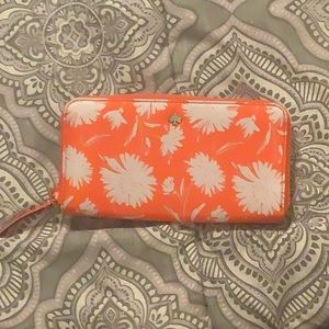 Orange floral Kate Spade full size wallet. NWOT